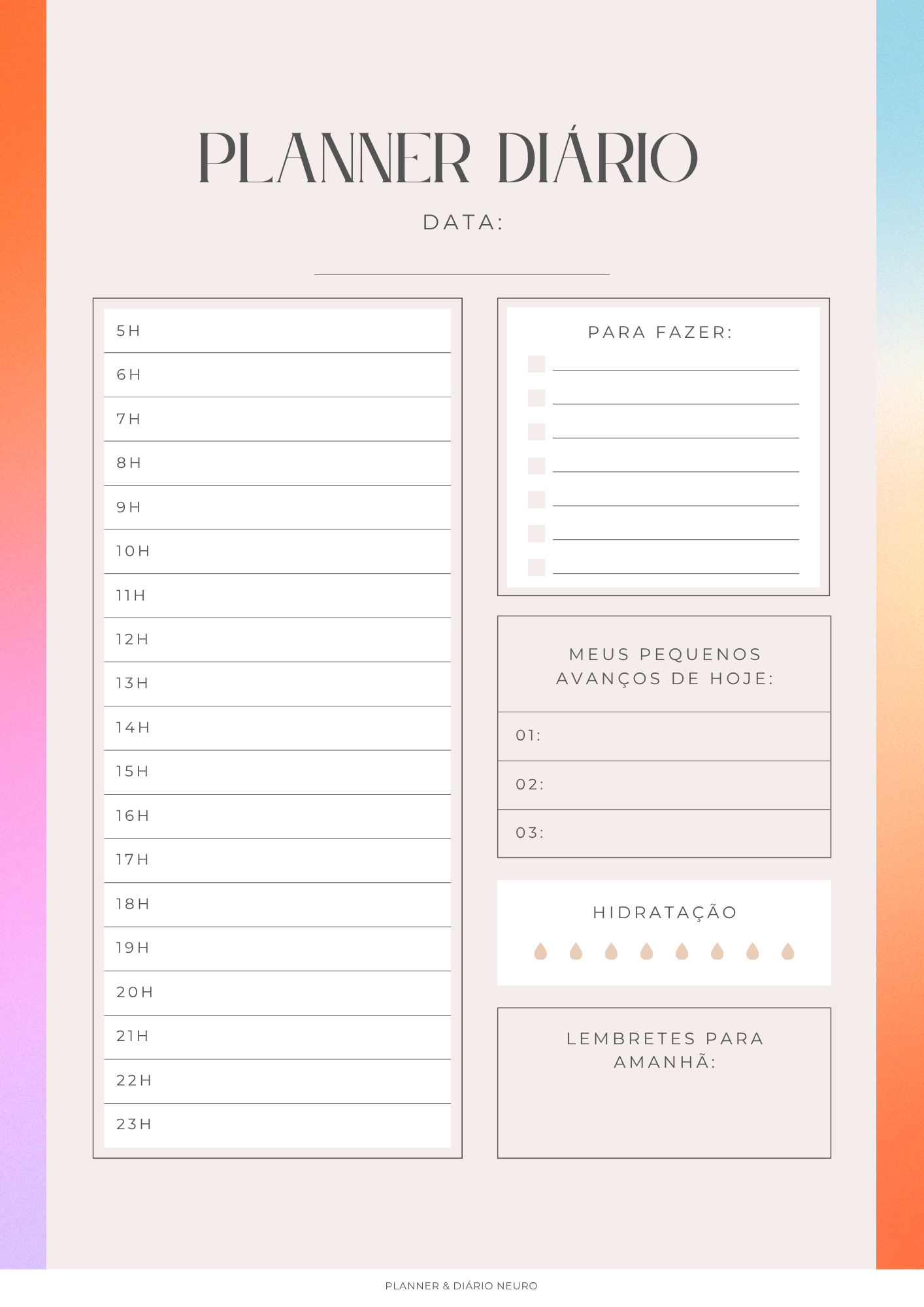 Daily Planner 2, página diária alternativa do Planner Neuro