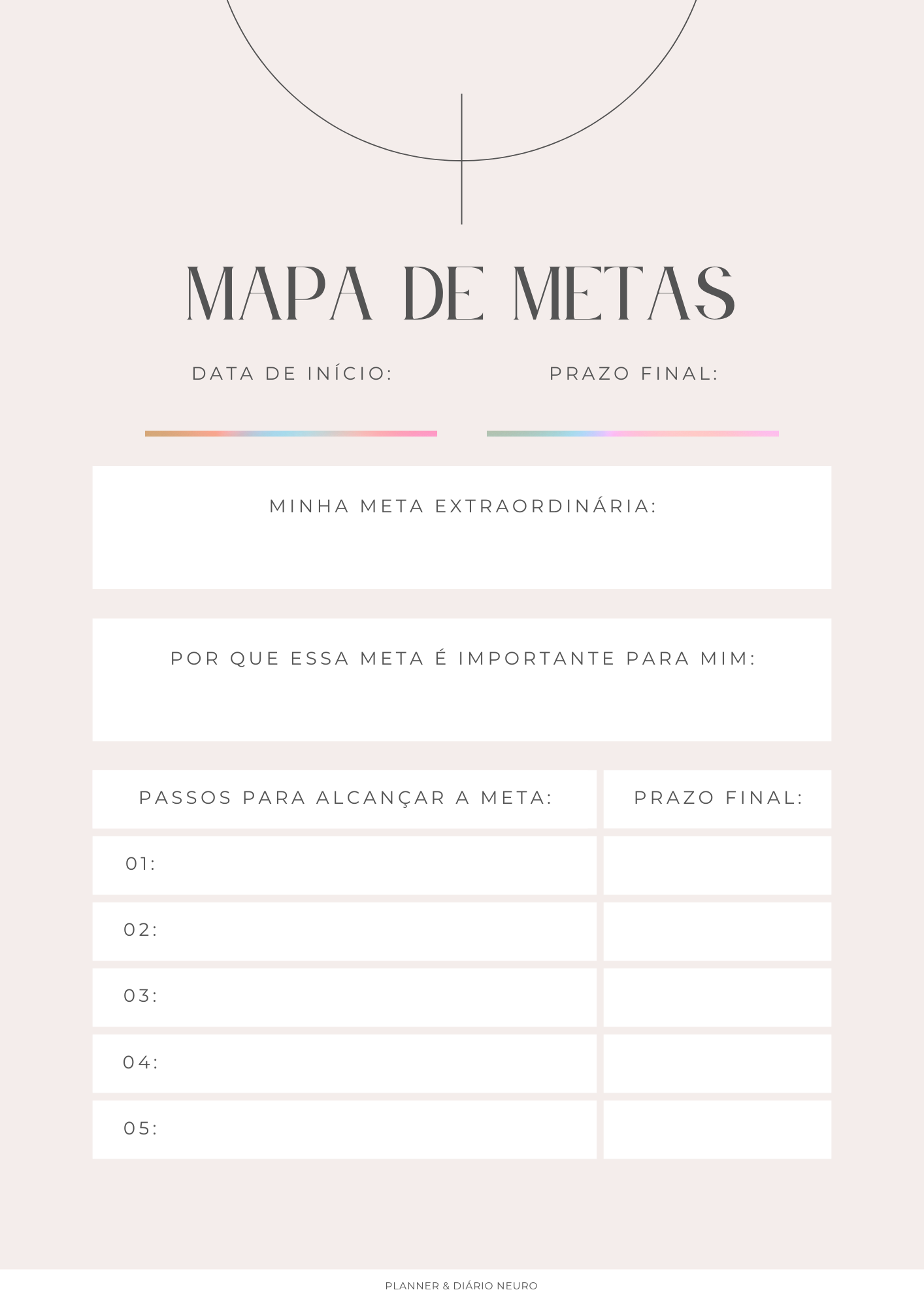 Goal Planner, página de planejamento de metas do Planner Neuro