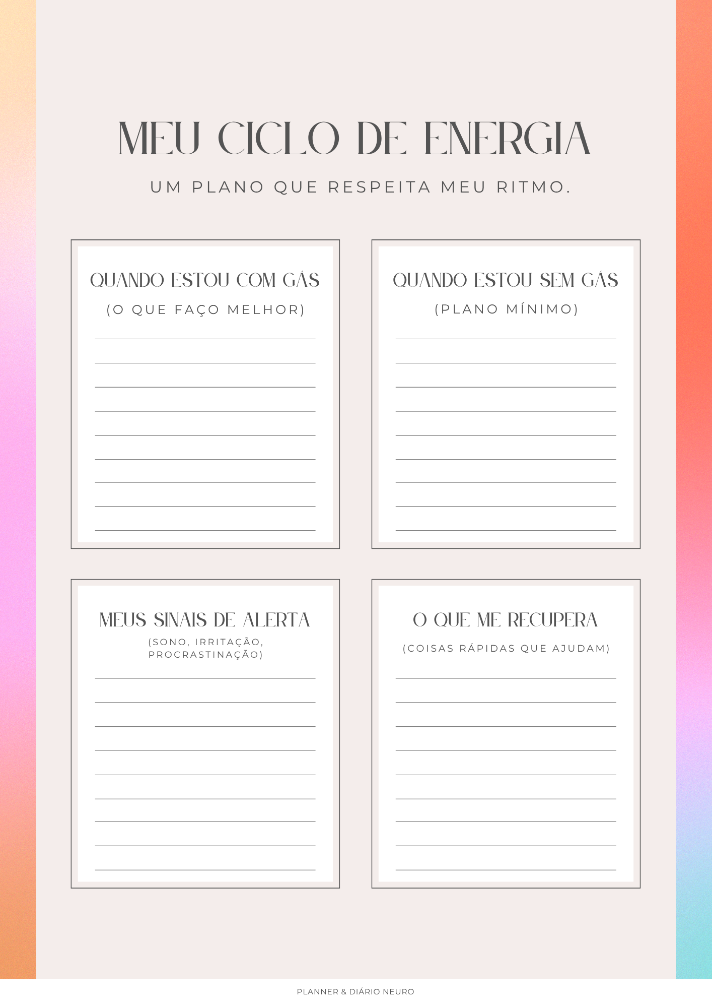 Lunar Cycle Journal, diário do ciclo lunar do Planner Neuro