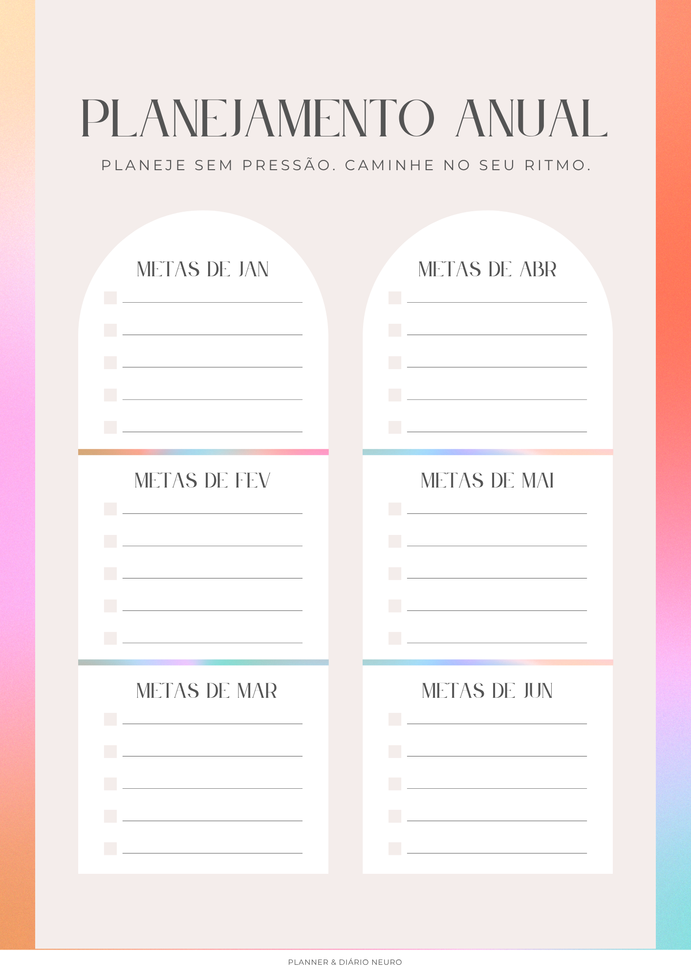 Yearly Planner 1, planner anual do Planner Neuro